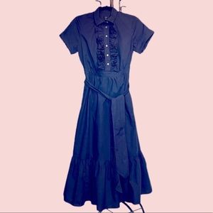 J. Crew Blue Collar Button Down Belted Maxi Cotton Dress